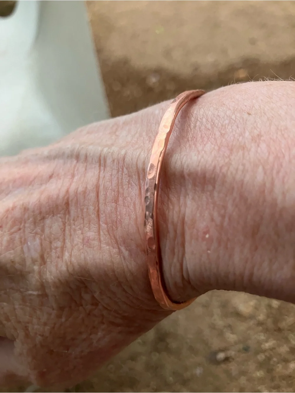 Hammered Hand crafted Copper Bangle Bracelet - Women's Jewelry